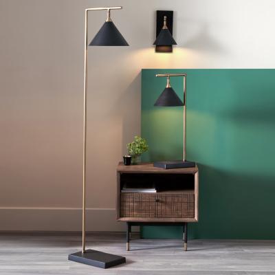 Dunelm Zeta Matt Black and Antique Brass Floor Lamp Black