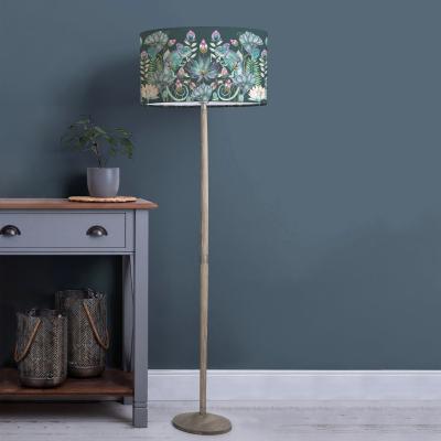 Dunelm Solensis Floor Lamp with Osawi Shade Osawi Emerald Green