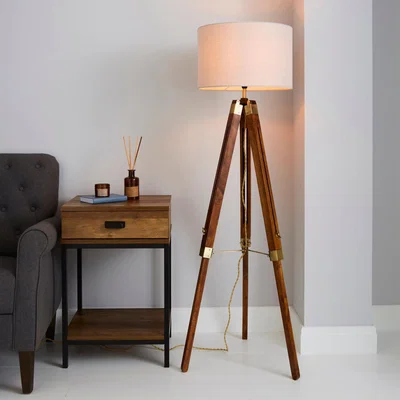 Dunelm Trio Tripod Natural Floor Lamp Natural Brown