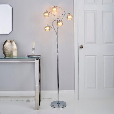 Dunelm Seychelles 5 Light Smoked Glass Floor Lamp Chrome