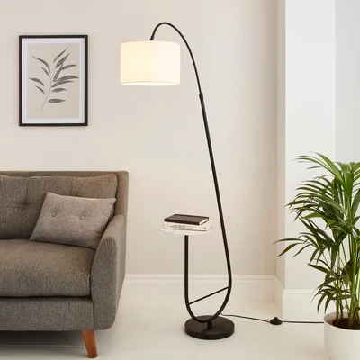 Dunelm Huxley Extendable Arc Floor Lamp with Table Marble