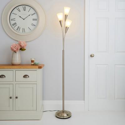Dunelm Marble Glass Satin Nickel Floor Lamp Silver