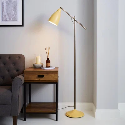Dunelm Robson Ochre Lever Arm Floor Lamp Ochre
