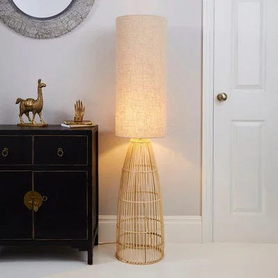 Dunelm Cortado Natural Wicker Floor Lamp Natural