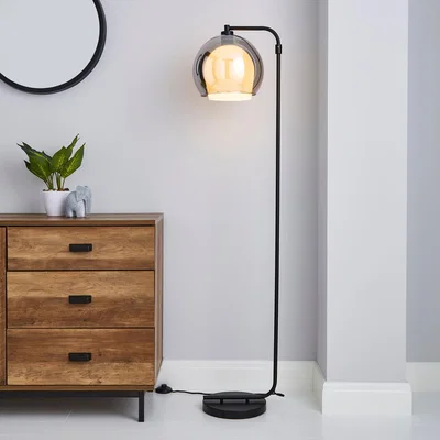 Dunelm Elements Ramona Double Layered Glass Floor Lamp Black