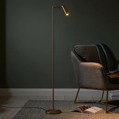 Dunelm Vogue Adam Steel Adjustable Touch Dimmable Floor Lamp Brass