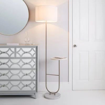 Dunelm Carrara Marble Base Floor Lamp with Table Marble