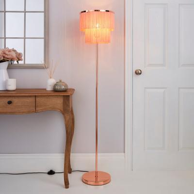 Dunelm Jaz Fringe Pink Floor Lamp Pink