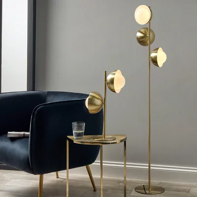 Dunelm Estelle Brushed Brass Floor Lamp Gold