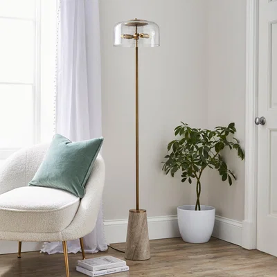 Dunelm Kaeli Modern Marble Glass Floor Lamp Natural
