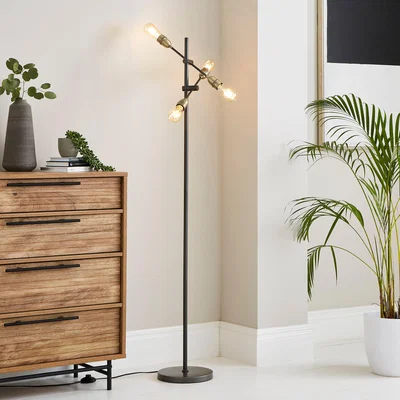 Dunelm Marsden Industrial 4 Light Floor Lamp Black