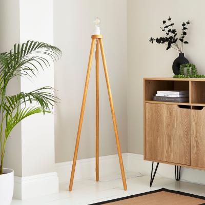 Dunelm Ambra Wooden Tripod Floor Lamp Base Off-White
