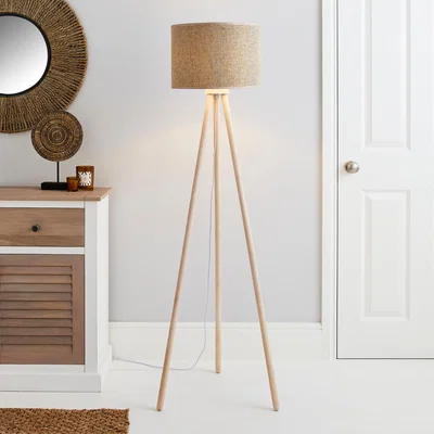 Dunelm Ambra Tripod Floor Lamp Natural Brown