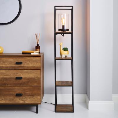 Dunelm Fulton Shelved Floor Lamp Pine