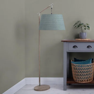 Dunelm Quintus Floor Lamp with Textured Shade Textured Anna Frost Grey