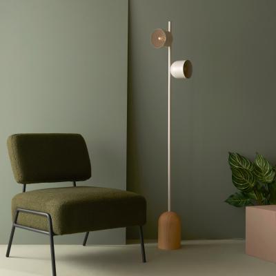 Dunelm Copenhagen 2 Light Wood and Metal Floor Lamp Grey