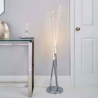 Dunelm Tassani 3 Arm Integrated LED Bubble Acrylic Floor Lamp Silver, Chrome