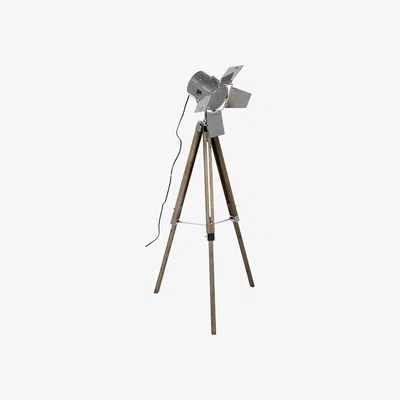 Furniture Village Wooden Tripod Film Floor Lamp - Brown