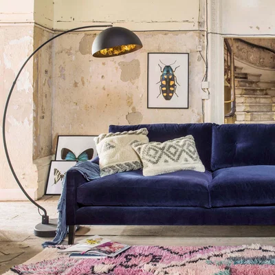 Graham & Green Arc Black Metal Floor Lamp