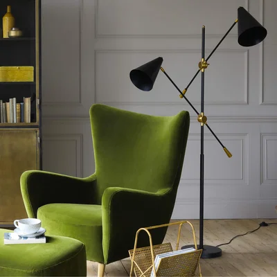 Graham & Green Black Metal Twin Floor Lamp