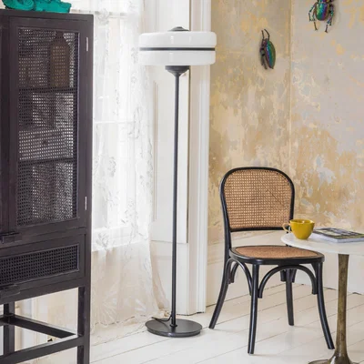 Graham & Green Black and White Glass Floor Lamp
