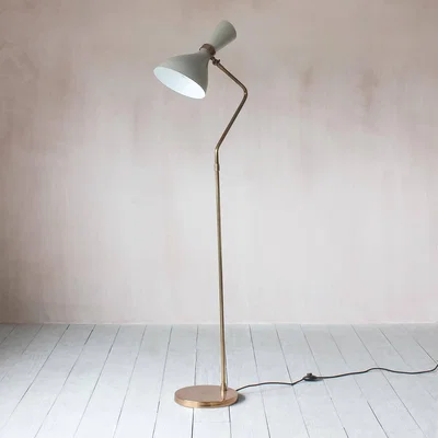Graham & Green Watson Light Grey and Brass Floor Lamp