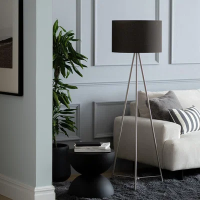 Habitat Habitat Brushed Tripod Floor Lamp - Chrome & Grey