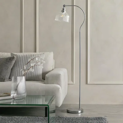 Habitat Habitat Gooseneck Ribbed Glass Floor Lamp - Clear