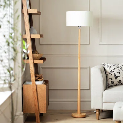 Habitat Habitat Rubber Wood Tapered Floor Lamp - Natural