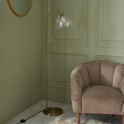 Habitat Shore Light Quill Glass Arc Floor Lamp - Antique Brass