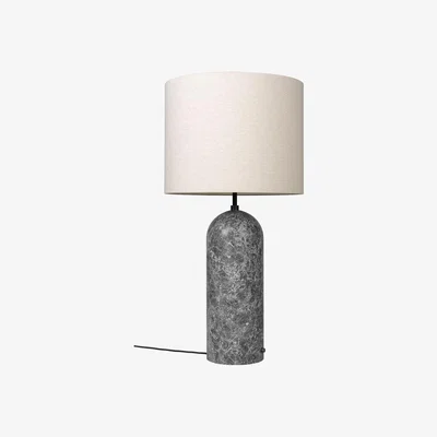 Heal's Gubi Gravity Floor Lamp XL High Grey Marble Base Canvas Shade - Heal's UK Lighting
