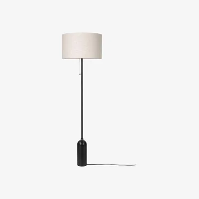 Heal's Gubi Gravity Floor Lamp Blackened Steel Base Canvas Shade - Heal's UK Lighting