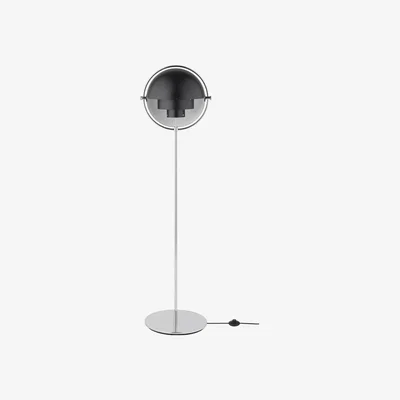 Heal's Gubi Multi Lite Floor Lamp Chrome Black Shade - Heal's UK Lighting