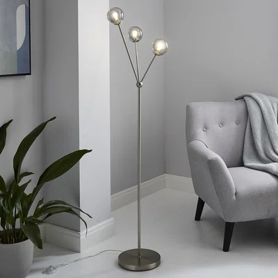 Homebase Orb 3 Light Floor Lamp - Nickel Smoke