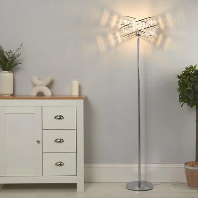 Homebase Dita 2 Band Chrome Floor Lamp