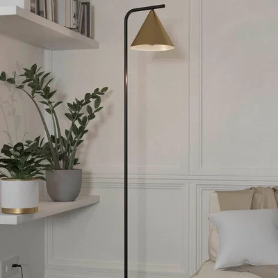 Homebase Eglo Narices Floor Lamp - Black & Brushed Brass
