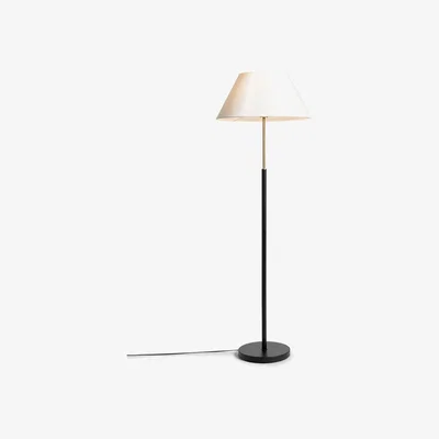 John Lewis John Lewis Tapered Shade Floor Lamp, Black/Brass
