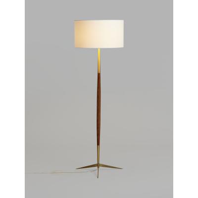 John Lewis John Lewis & Partners Spindle Wooden Floor Lamp, Brown/Brass