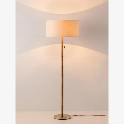 John Lewis houseof Wood & Metal Disc Floor Lamp, Brass
