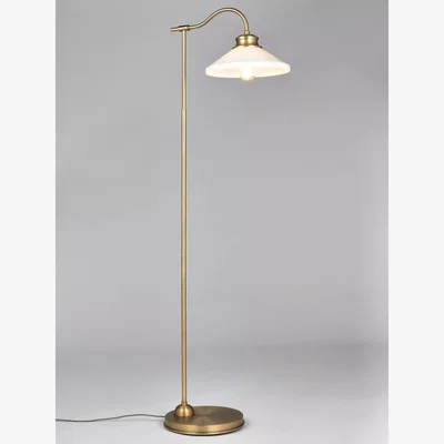 John Lewis John Lewis Tula Opaline Floor Lamp, Matte Antique Brass