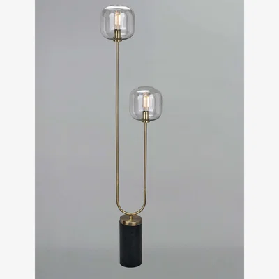 John Lewis Pacific Lifestyle Florence Glass Floor Lamp, Black/Gold