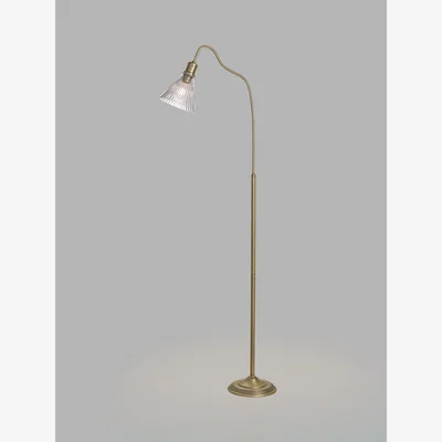 John Lewis John Lewis Curved Arm Task Floor Lamp, Matte Antique Brass