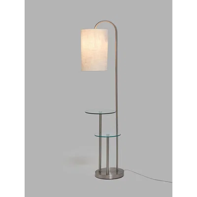 John Lewis John Lewis & Partners Duo Shelf Floor Lamp, Brushed Steel