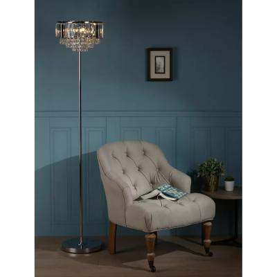 John Lewis Laura Ashley Vienna Crystal Floor Lamp, Clear/Polished Chrome