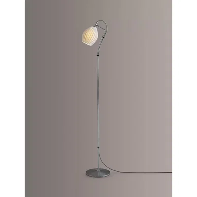 John Lewis Original BTC Fin Ceramic Floor Light, Satin Chrome