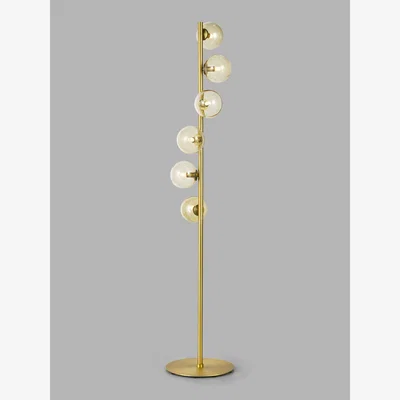 John Lewis John Lewis Champagne Bubble Glass Floor Lamp, Champagne/Warm Brass