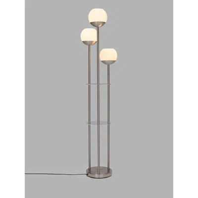 John Lewis John Lewis & Partners Globe Trio Floor Lamp, Brushed Steel