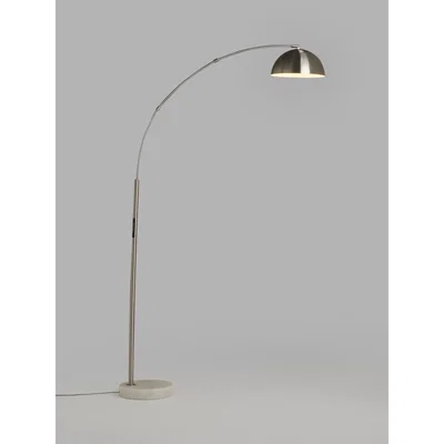 John Lewis John Lewis & Partners Arc LED Smart Switch Floor Lamp, Brushed Steel