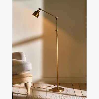 John Lewis Nkuku Chapda Floor Lamp, Antique Brass
