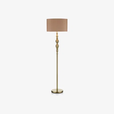 Knees Dar Lighting MAD4975 Madrid Ball Floor Lamp Complete With Shade Antique Brass